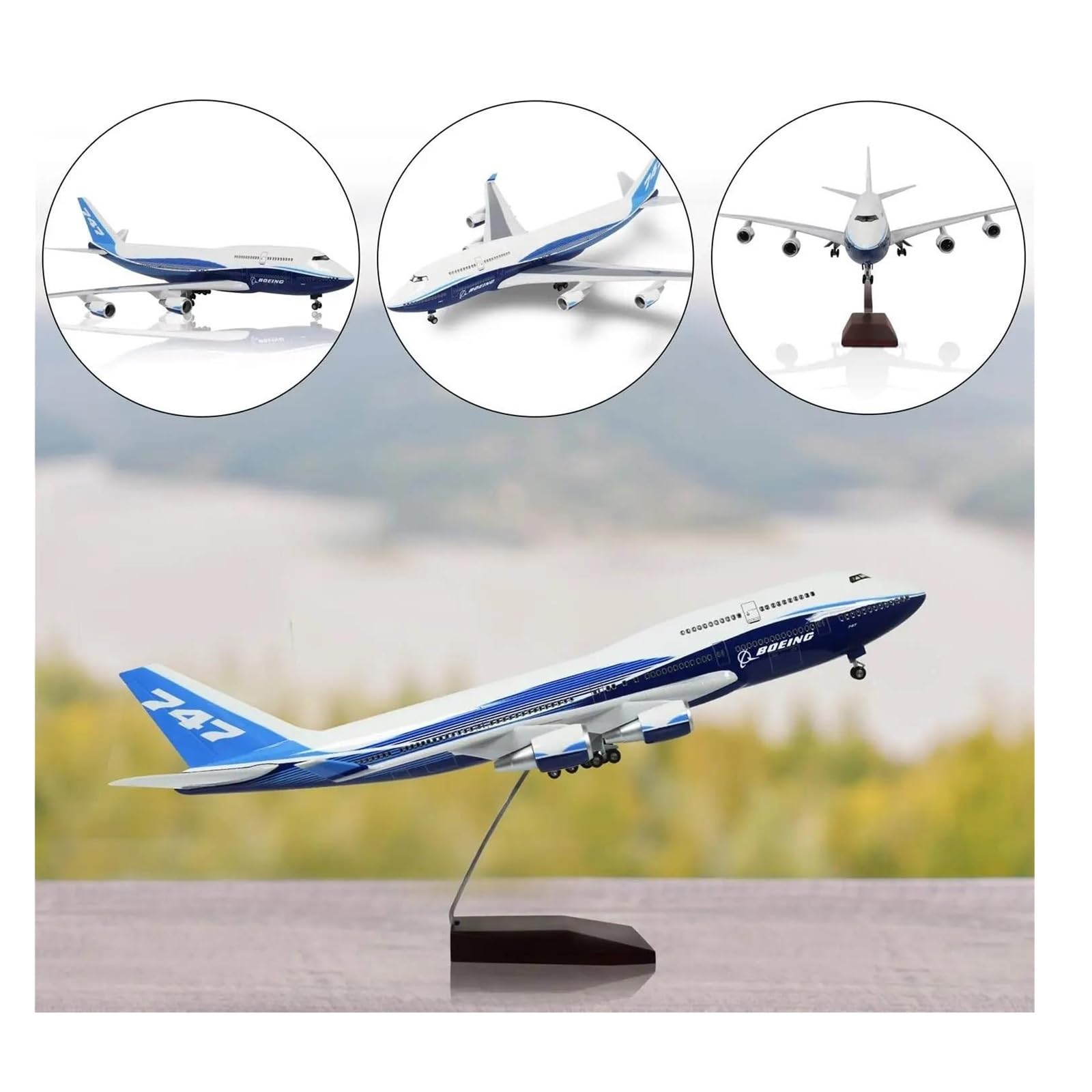 Samolot w skali 1:160 dla modeli samolotów Boeing 747 odlewane samoloty z oświetleniem LED kolekcjonerskie pamiątki udekoruj biuro nadaje się do ekspozycji (bez światła)