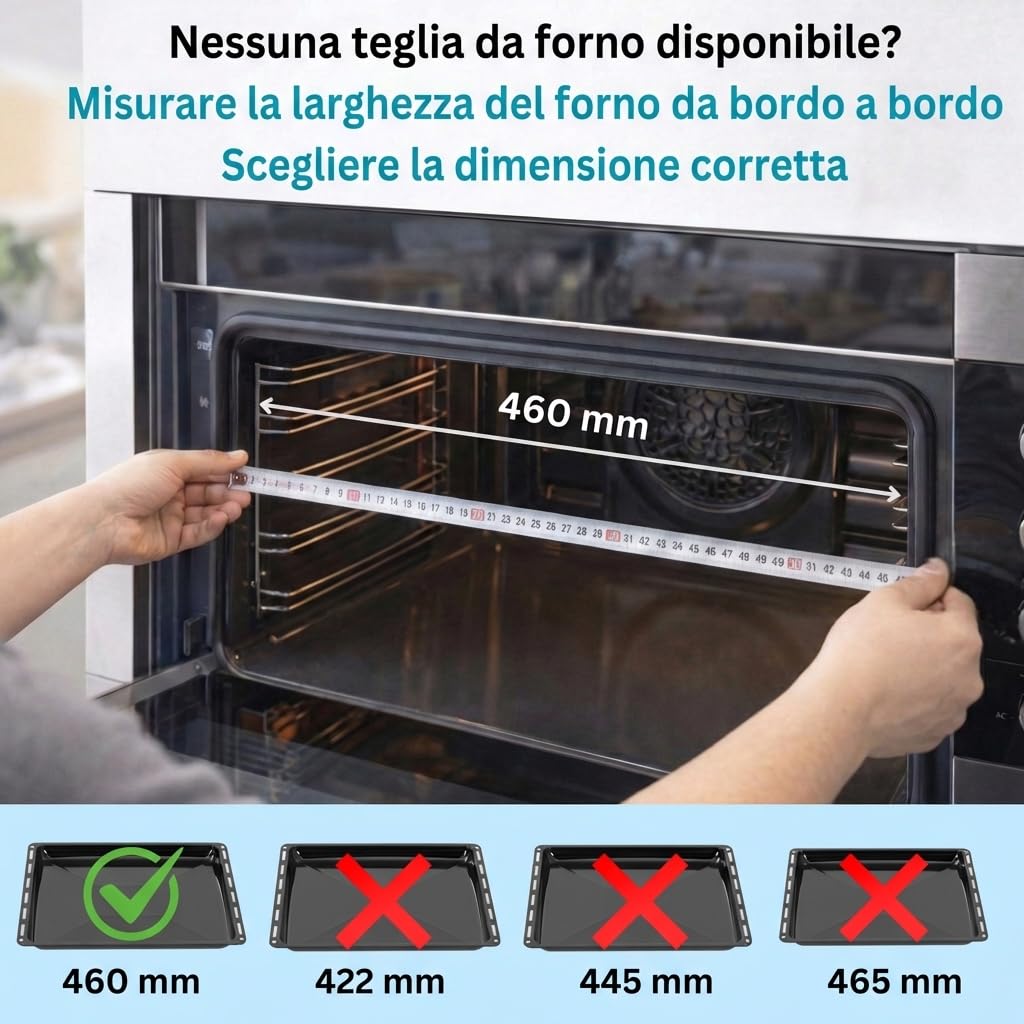 ICQN Set 2 Leccarde Smaltate per Forno 46x37x3 cm, Compatibile con Beko, Bosch e Samsung, Teglie Standard per Forno