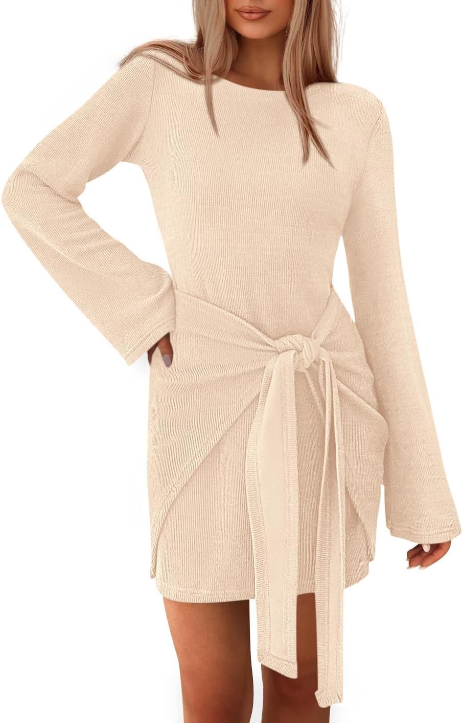 Dowerme Womens Casual Mini Dress  Boat Neck Bodycon Dresses