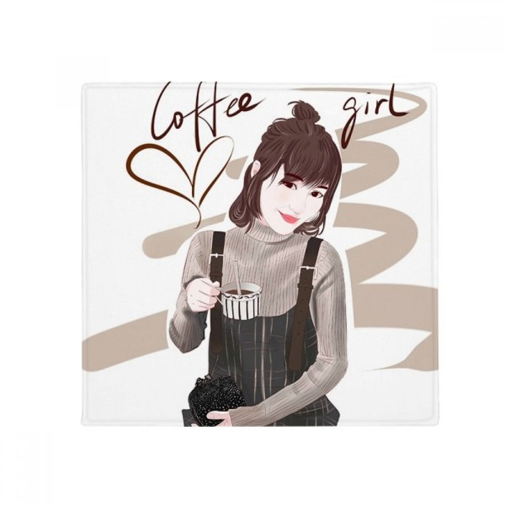 Tapis de sol carré 60x60cm Motif Café Girl en polyester