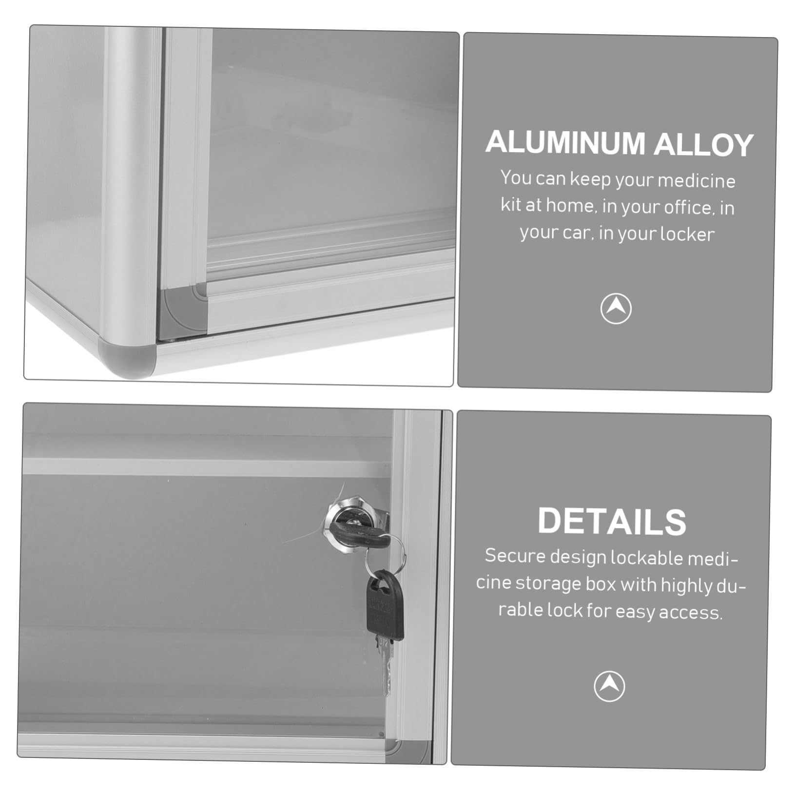 Botiquín Diseño Seguro de Primeros Auxilios Cerradura de Aleación de Aluminio y Almacenamiento Multifuncional para Camping y Uso Personal