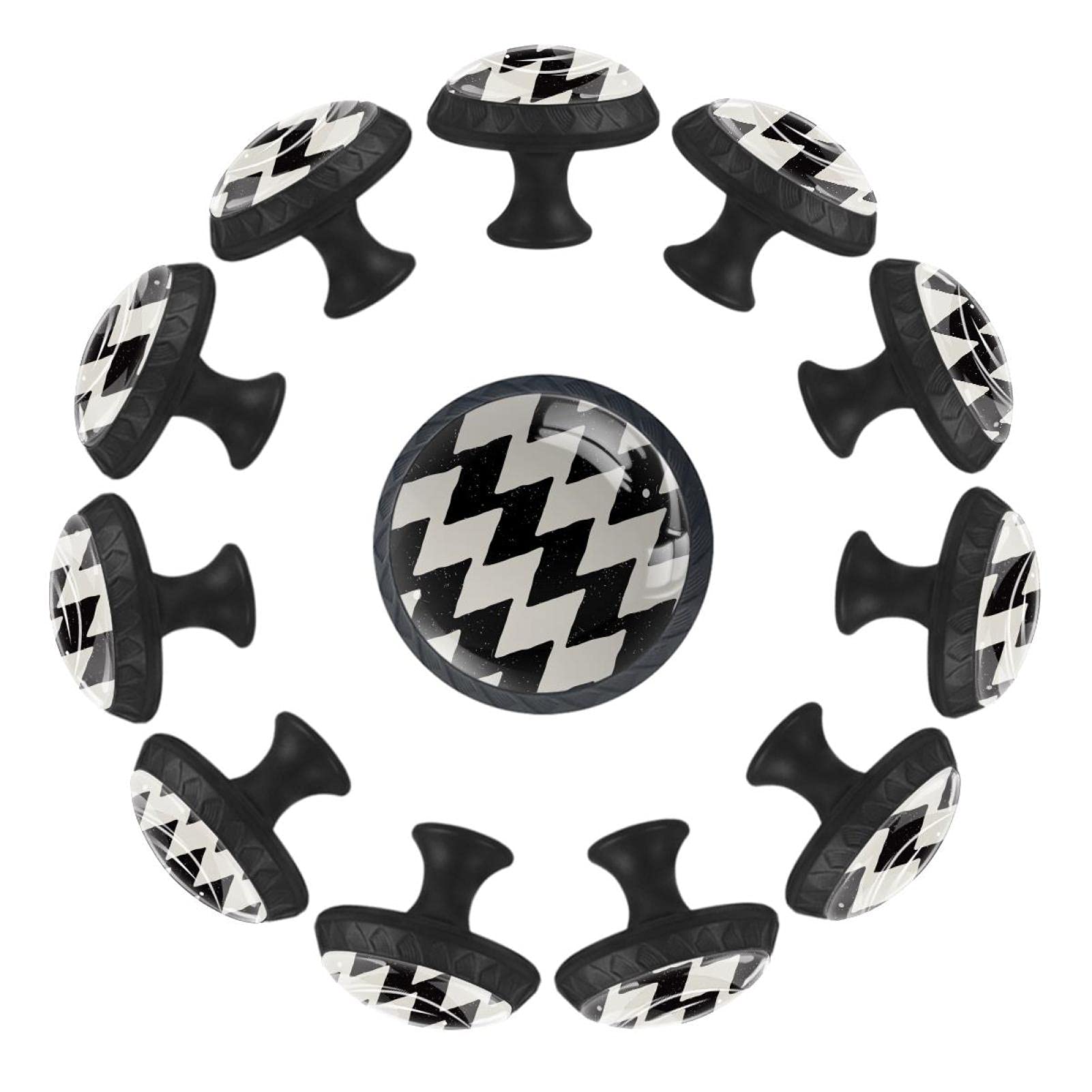 Boutons de tiroir ronds noir et blanc style rétro 35 mm pour commode
