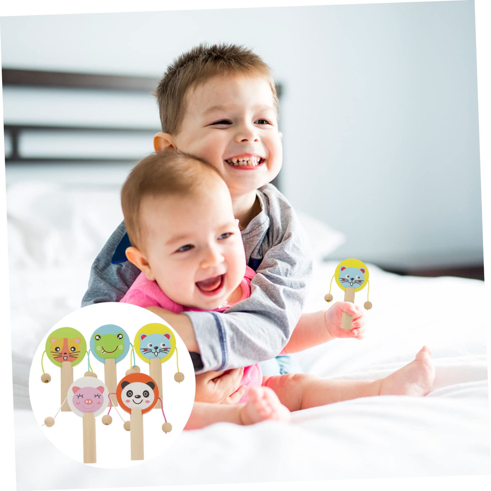 VICASKY 5Pcs Wooden Rattle Instrument Musical Orff for Aged Lightweight Educational Present for Indoor and Outdoor Play for Christmas and Birthdays