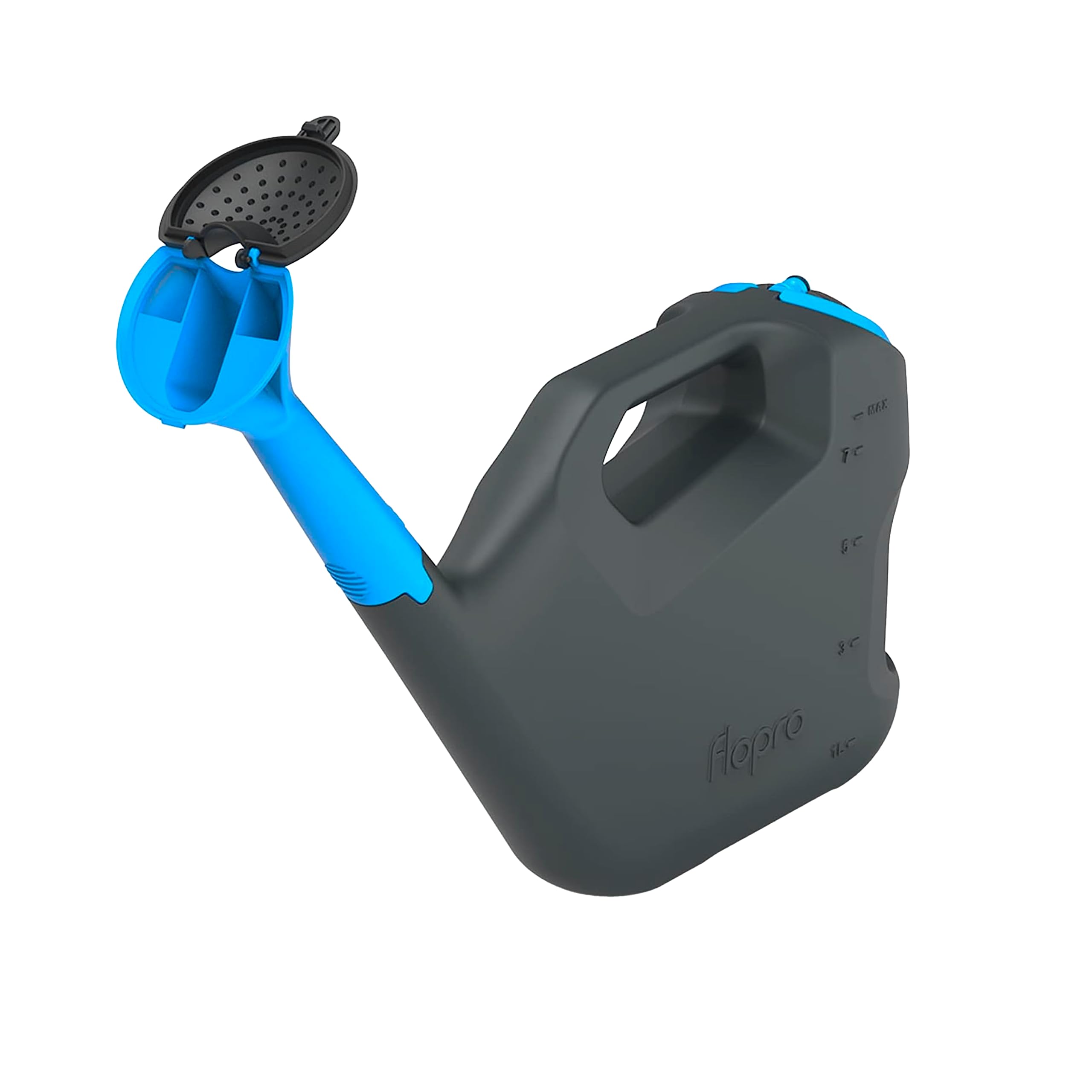 Flopro Can-Can 7.5 L Watering Can, Essential Garden Accessory for Easy Watering, Plastic Watering Can with Long Spout and No Mess Filling, Black/Blue