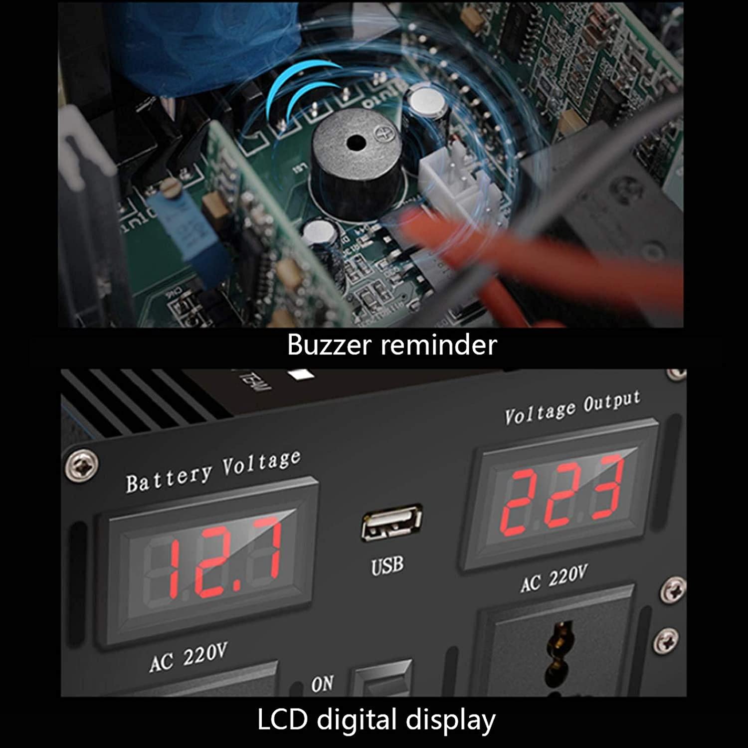 4000w Wartość szczytowa 8000w Przetwornica napięcia czystej fali sinusoidalnej Przetwornica napięcia samochodowego Dc 12v 24v do AC 230v z wyświetlaczem LCD + pilot zdalnego sterowania,12V