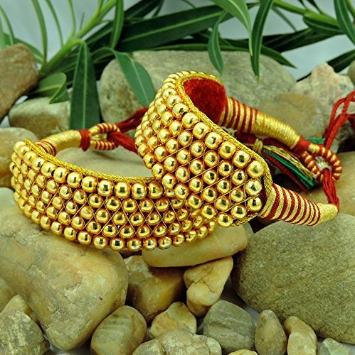 Jewar Baju Bandh Gold Plated Round Ball Bracelet Hand Pocchi Pair Jewelry 78312