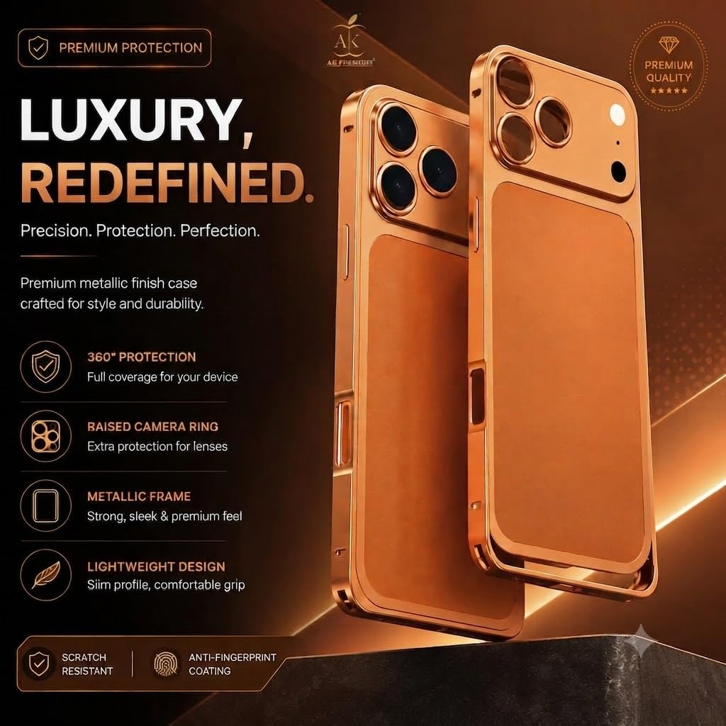 Metal Conversion Kit for i Phone 16 to i Phone 17 Pro Look | Aluminum Back Plate with Metal Camera Frame | Shockproof Back Housing Replacement | Orange — Amazon image 5