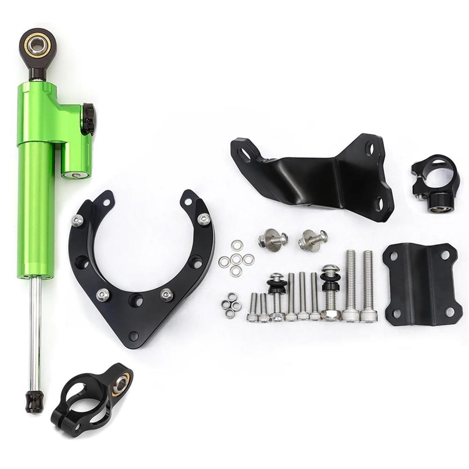 Amortiguador Dirección Motocicleta Estabilizador para Yamaha FZ-07 FZ07 FZ 07 2020-2023 Kit Soporte Montaje Barra De Control De Amortiguador CNC Amortiguador de dirección(Verde)