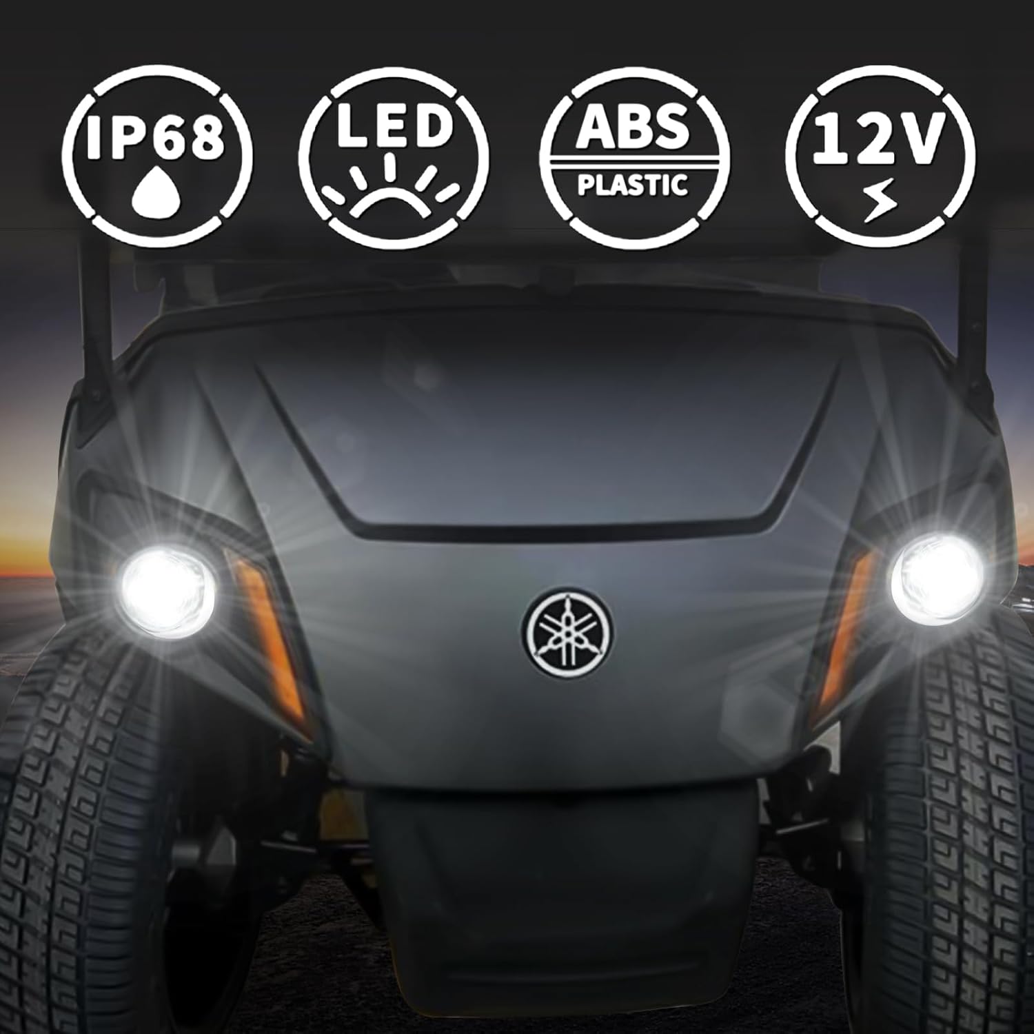 Golf Cart LED Headlight and Taillight Kit for Yamaha Drive 2 (2017-Up), Basic Light Kit, Plug & Play Wiring Harness, Bright LED Upgrade for Night Driving, Fits Gas & Electric Models