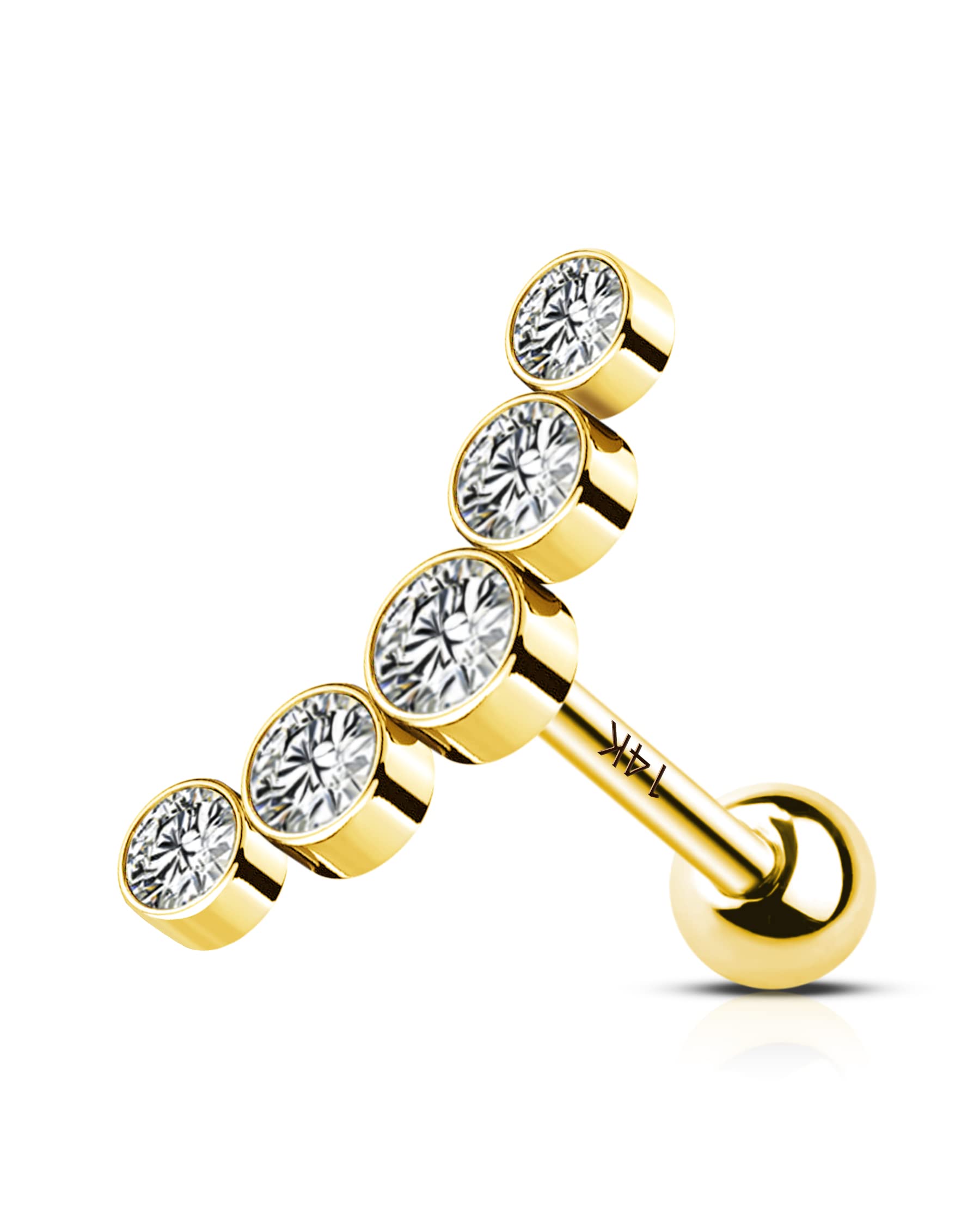 Melightingmeiighting 14k Gold Helix Earrings 16g Clear Cz
