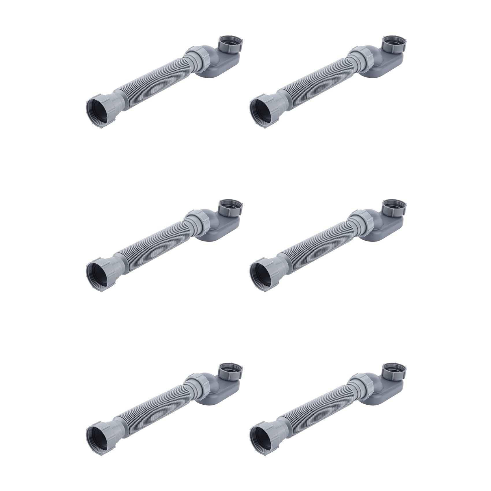 Siphon P extra-plat 1 1/2 avec tube de vidange flexible de baignoire et douche - Lot de 6