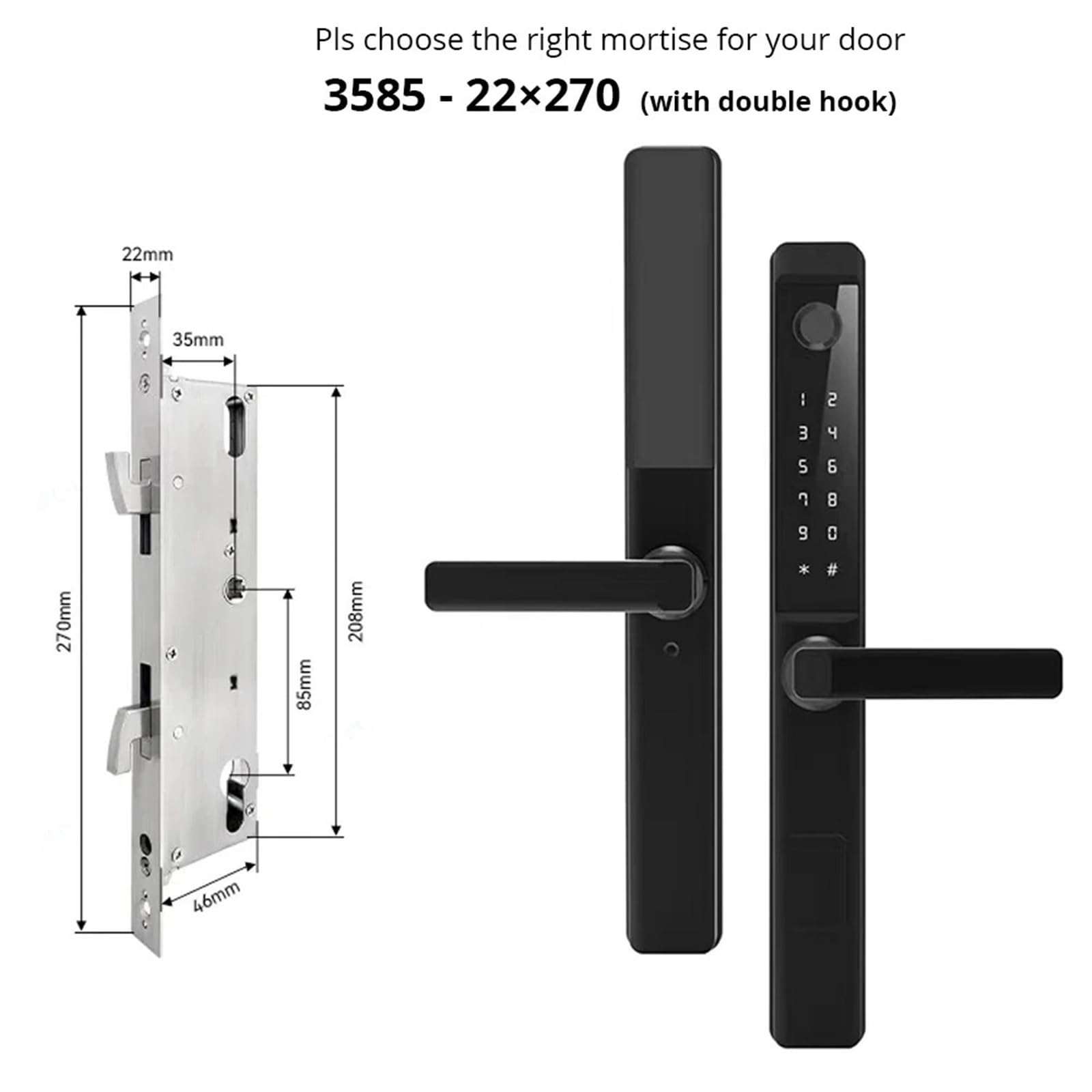 Smart Lock, 85 Korpus zamka Inteligentny zamek WIFI do aluminiowych drzwi tarasowych Smart Life Aplikacja App Uchwyt Elektroniczny zamek cyfrowy linii papilarnych(3585 Sliding)