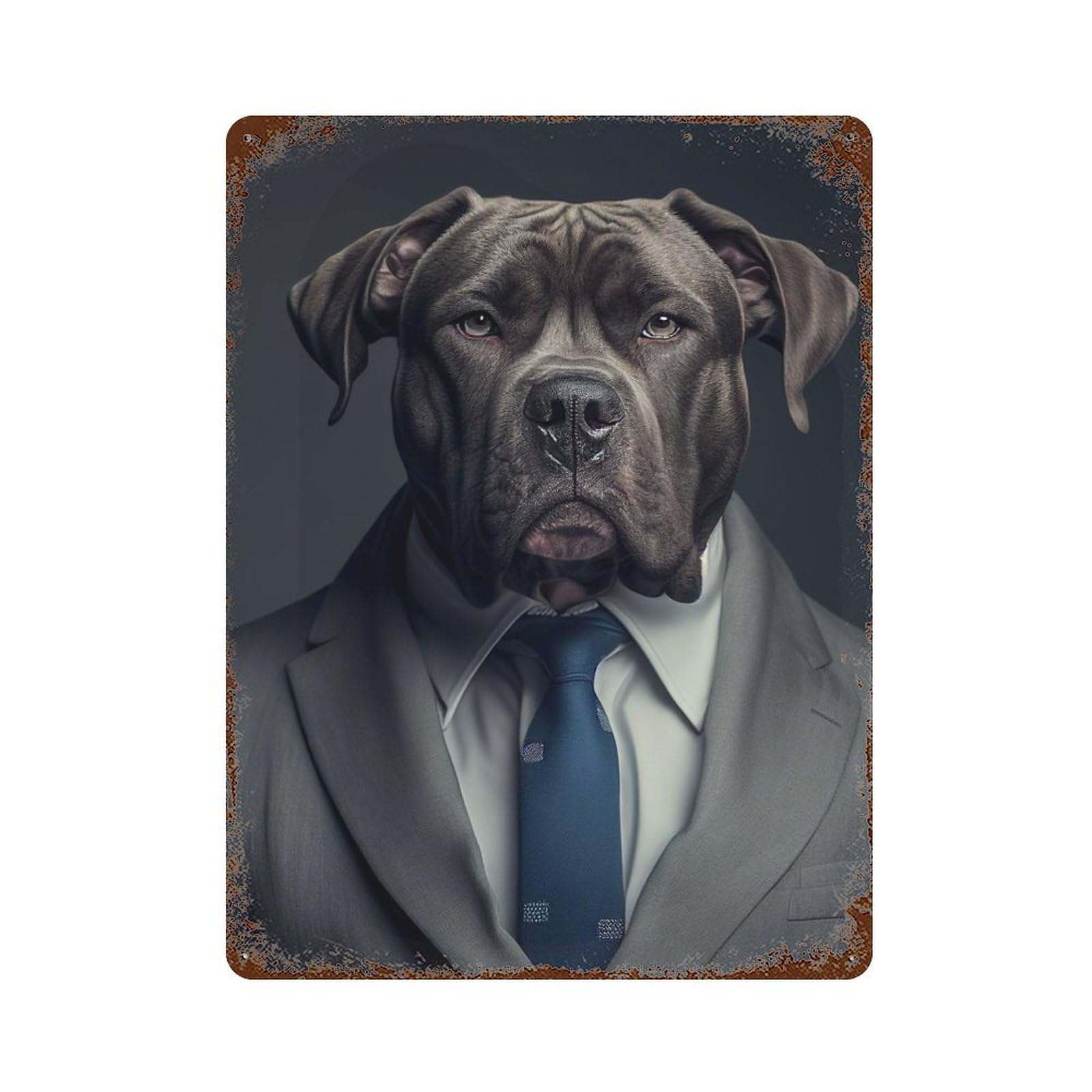 Rust Effect Cane Corso Suit Vintage Rust Metal Sign 15.7"x11.8", Farmhouse Wall Decor for Basement, Hobby Room And Garage Decor
