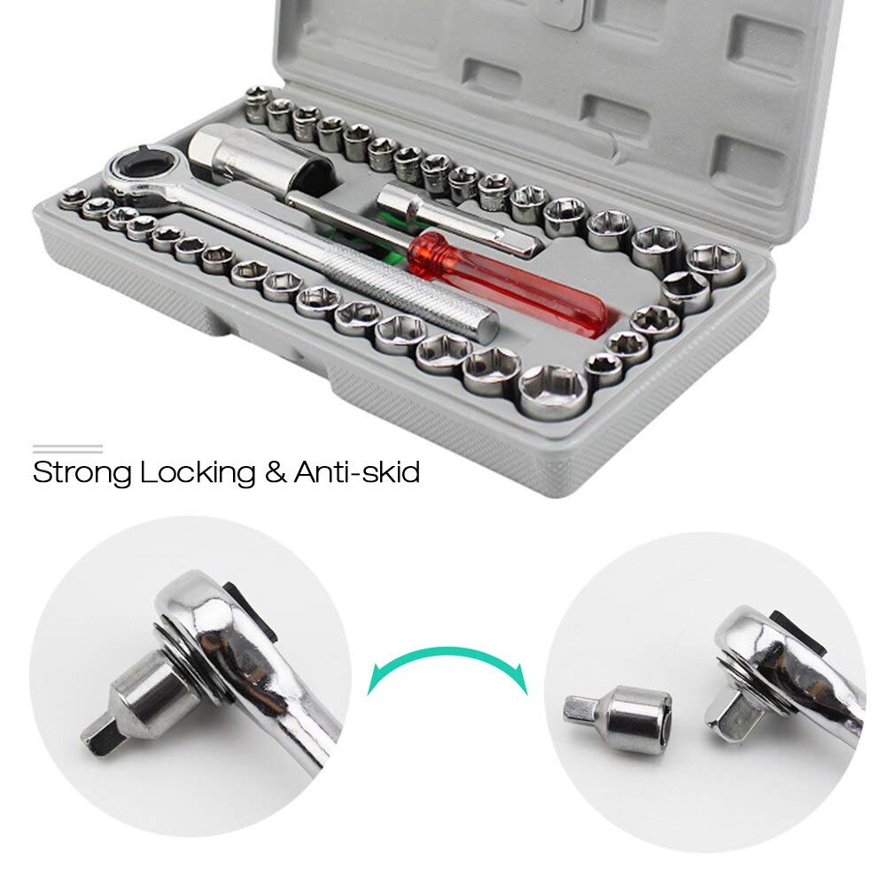 MLD Multi Purpose Combination Cast Iron Socket and Wrench Sets Tool Kit -40 Pieces 3