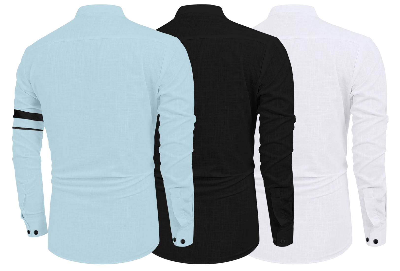 Camicia da uomo Kurta dritta in misto cotone tinta unita, confezione da 3