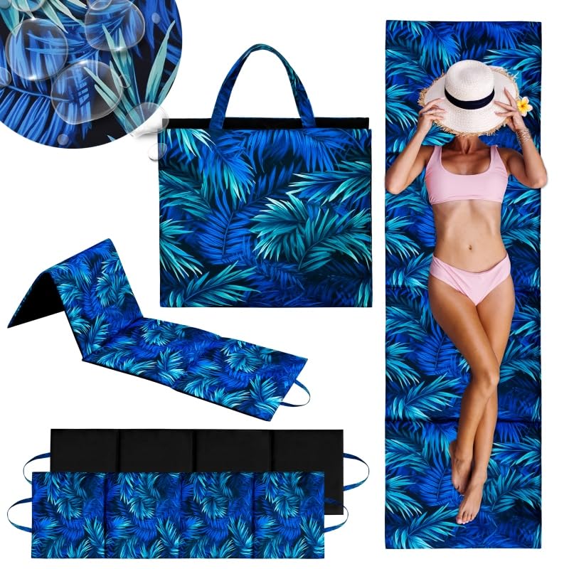 Faltbare Strandmatte 180x50 cm - Wasserabweisend, Komfortable Polsterung - Leicht & Platzsparend - Ideal für Strand, Picknick, Garten & Camping - Made in Poland - Robust und Praktisch - Blue Passion