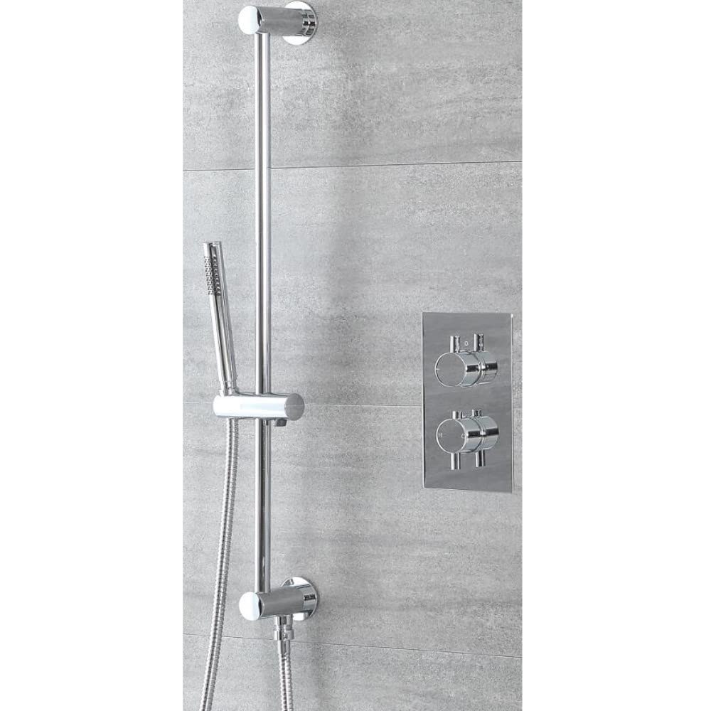 Milano Mirage Thermostatic Mixer Valve Hand Shower Handset Riser Rail - Chrome