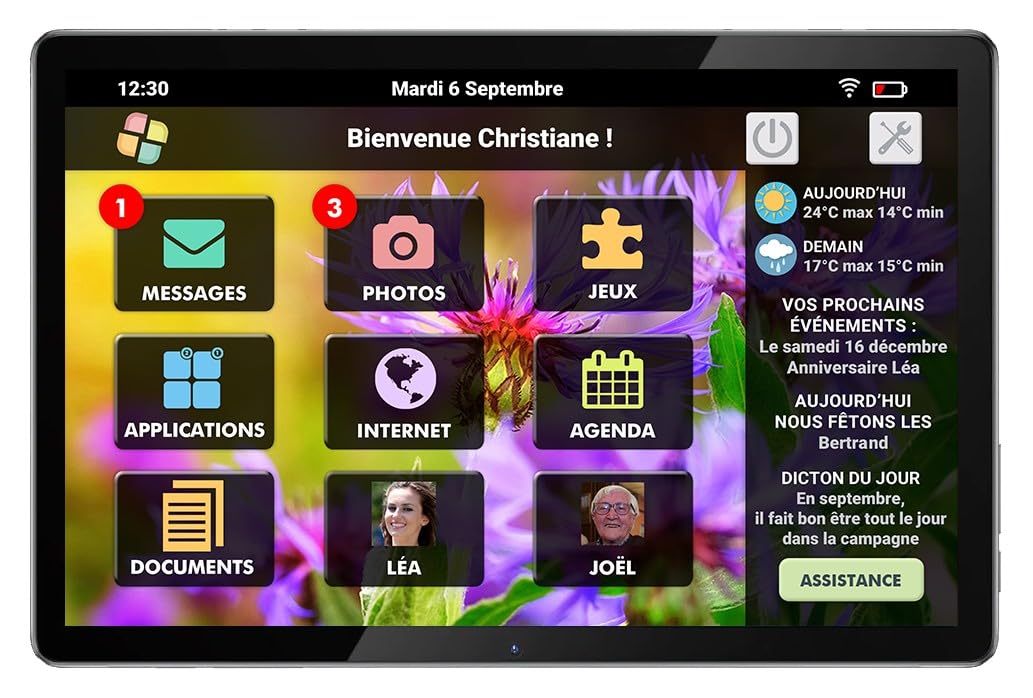 FACILOTAB - Tablette Senior - Simple et Intuitive, Idéal pour Personne Âgée - Très Grand Ecran Tactile Adapté - Camera Avant et Arrière