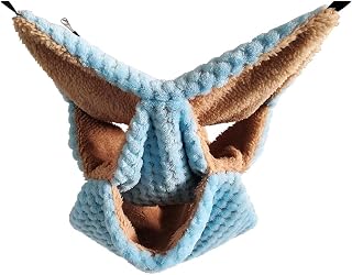 Mauedest Hamaca de animales pequeños, jaula triple para hurones y azúcar, hamaca colgante de felpa cálida para hámster, color azul, fácil de usar