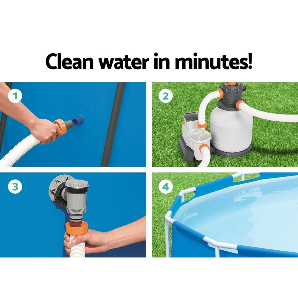 Bestway Pompa di Filtraggio a Sabbia Flowclear 58499, Portata 7.571 L/H per Piscine Fuori Terra