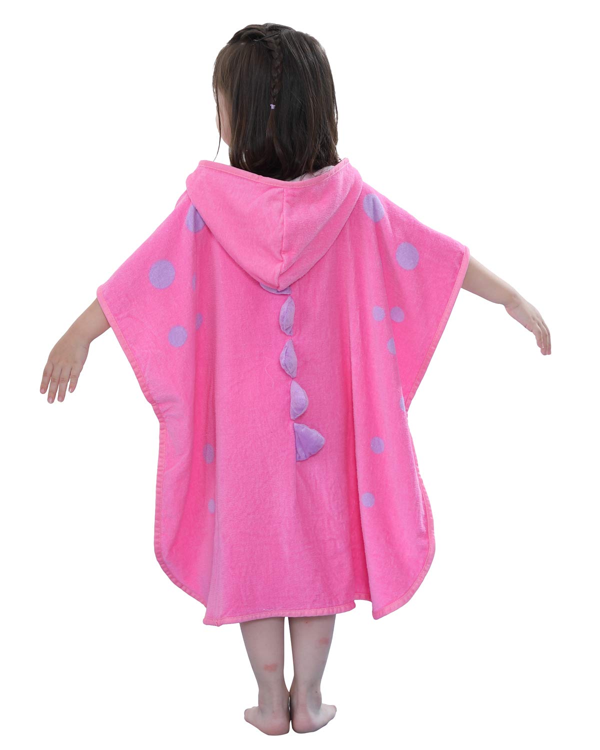 Girls Dinosaur Hooded Beach Towel - 35x60 Inch Quick Dry Kids Bath Towel Wrap With Snap Buttons - View #4