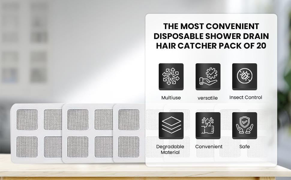 Image of Antson Disposable Shower Drain Cover Hair Catcher Shower Drain Mesh Stickers, Bathroom, Laundry, Bathtub, Kitchen Shower Drain Floor Sink Strainer Filter Mesh (10)