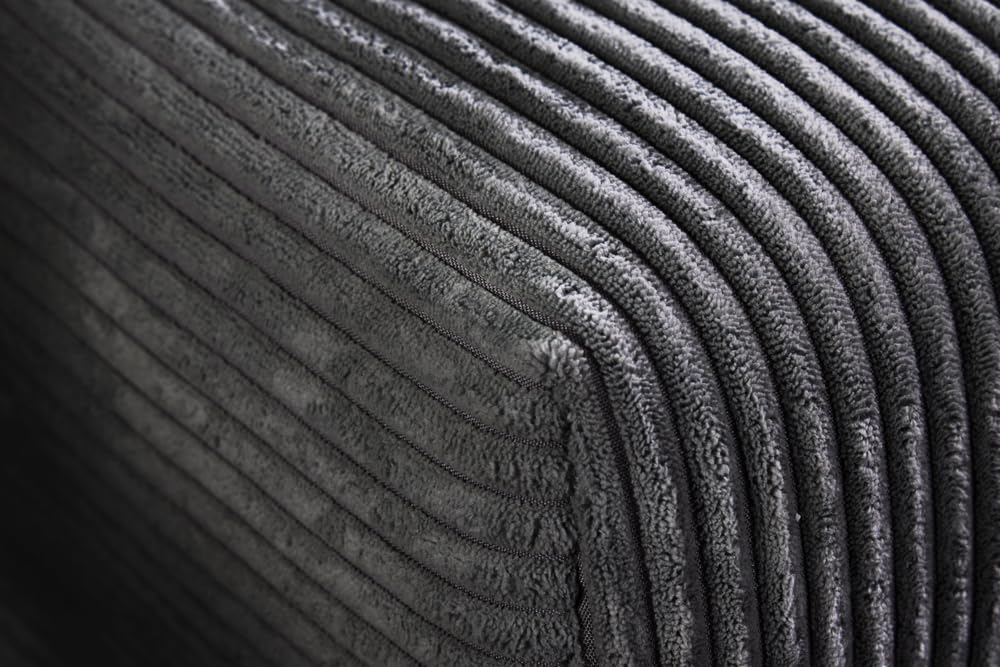 Wohnlandschaft KENT - 220cm - dunkelgrau - Cord - Federkern inkl. Hocker