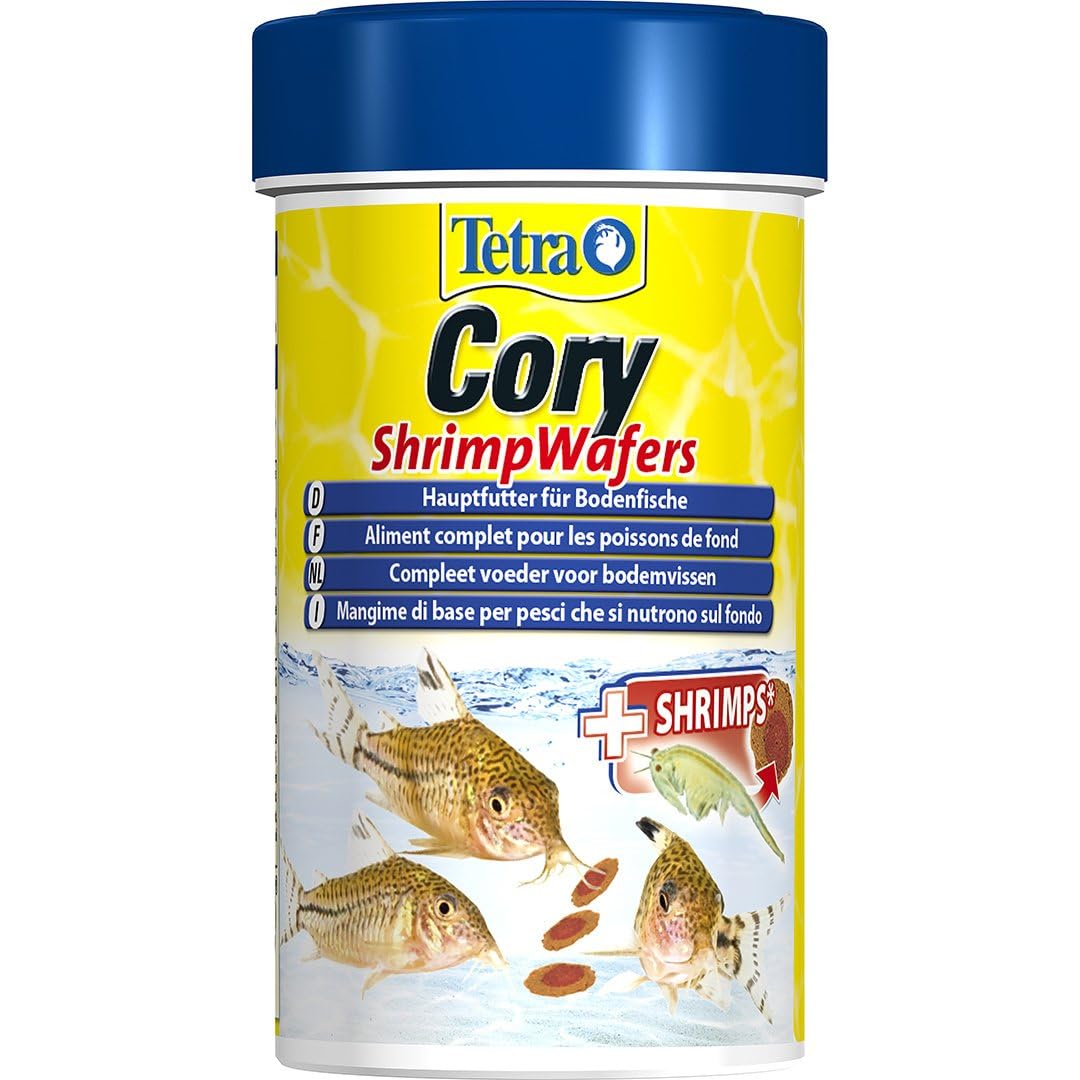 Tetra Cory ShrimpWafers - Comida para peces de fondo, con 10% de camarones, lata 100 ml