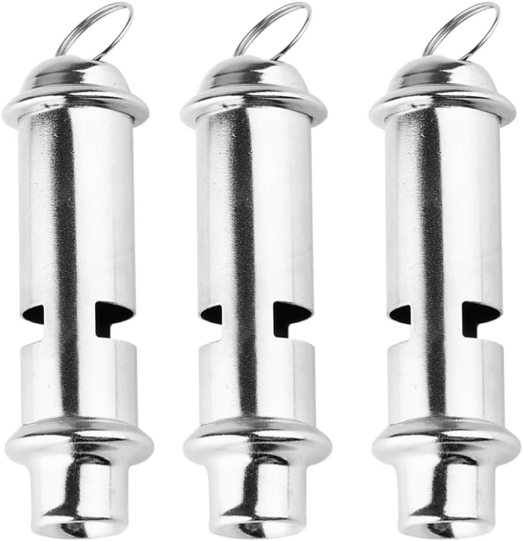 Survival Whistle Set 3pcs High Pitch Stainless Steel Outdoor Emergency Whistles with Lanyard for Camping Hiking Backpacking Safety