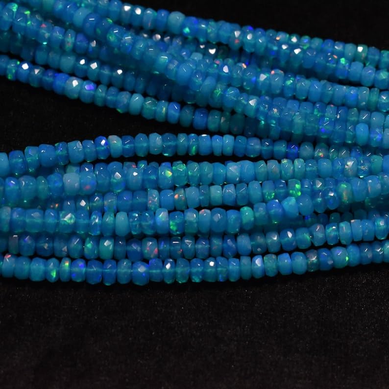 Perles opale bleue paraiba naturelle fabrication bijoux colliers et bracelets DIY
