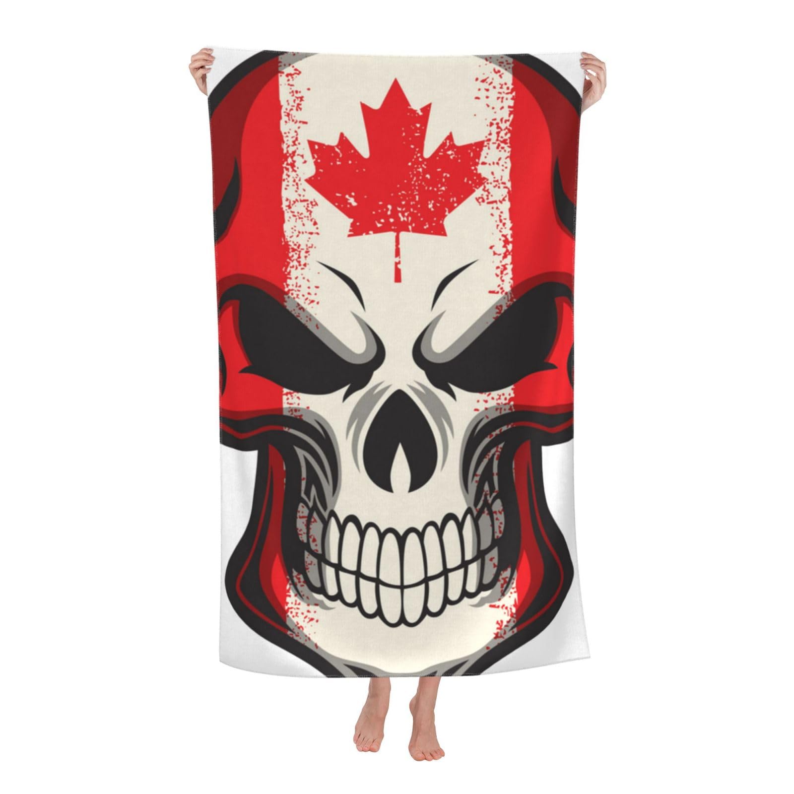 LSRCPD Beach Towel Canada Flag Skull Microfiber Beach Towels Blanket Oversized Tropical Big Extra Large XL Pool Towels Quick Dry Sandproof for Women Girls Kids