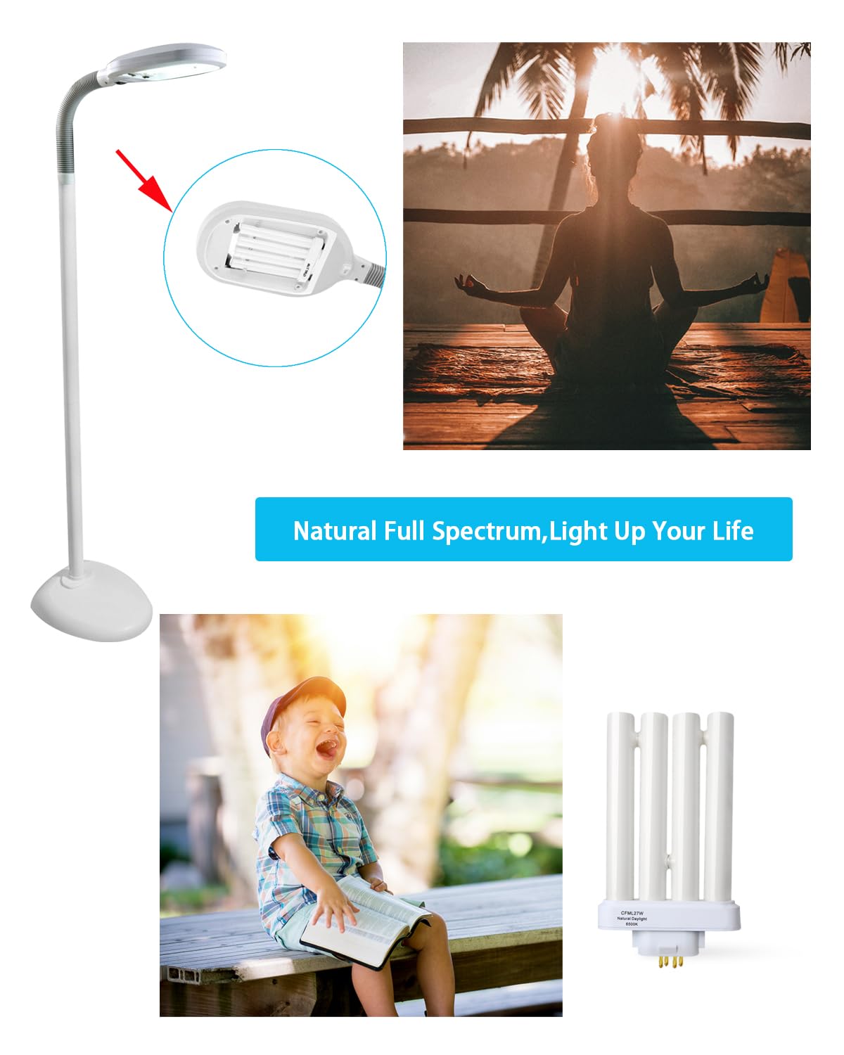 Valoisa CFML27VLX Leuchtstofflampe mit natürlichem Lichtspektrum, Ersatz für Verilux CFML27VLX, 6500 K
