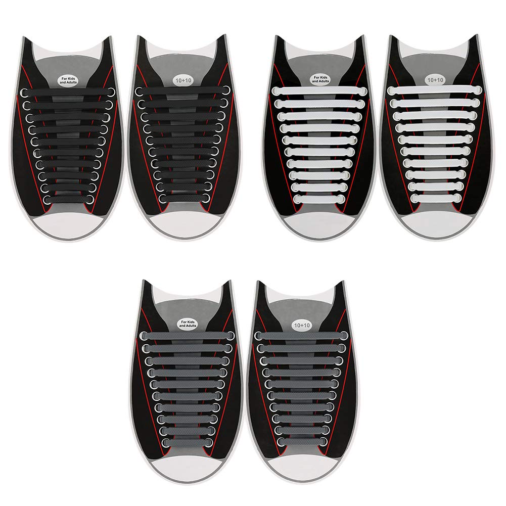 L LEIWEKL LEIWEK Upgraded No Tie Shoelaces for Kids Adults, Elastic Silicone Shoe Laces for Sneakers