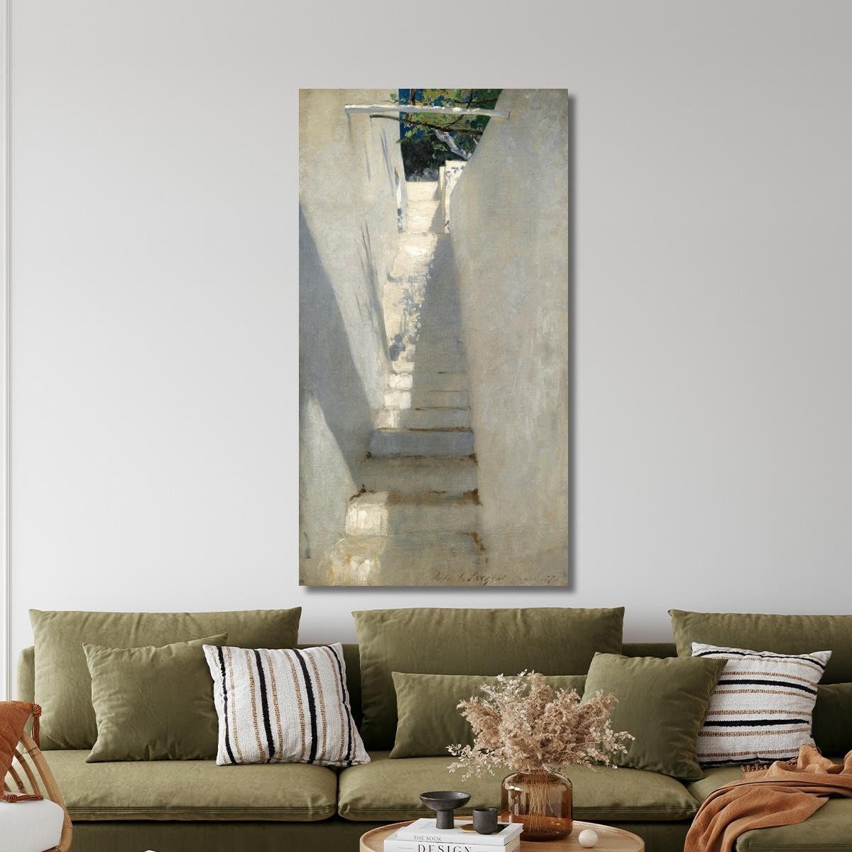 Scala A Capri John Singer Sargent, jss289 Quadro Stampato su Tela, 160x80 cm