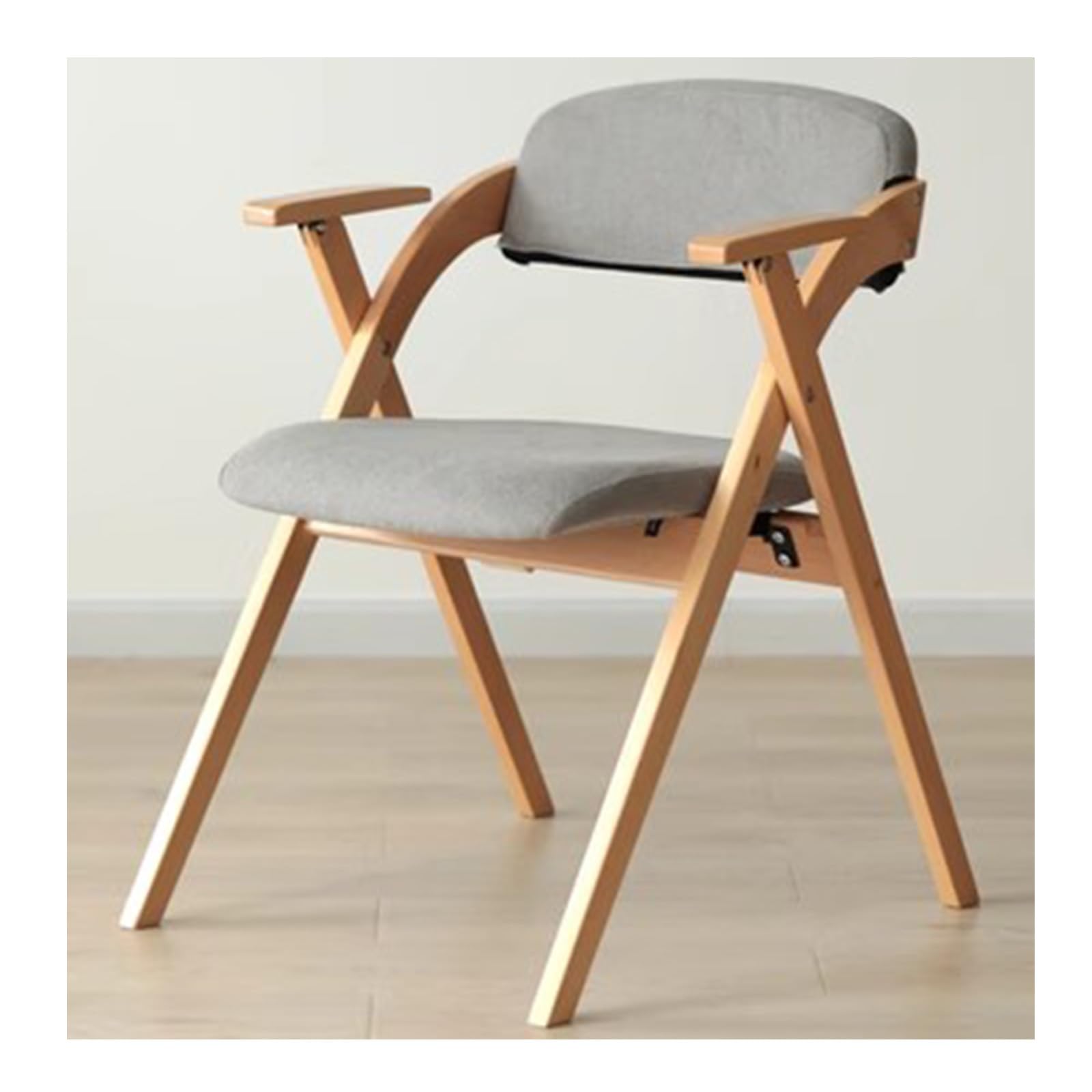 XANAYXWJ Sillas de comedor tapizadas con brazos, sillas plegables con marco de madera y asiento acolchado de tela, funda de asiento de lino de algodón y PU, silla de fiesta plegable para la oficina en
