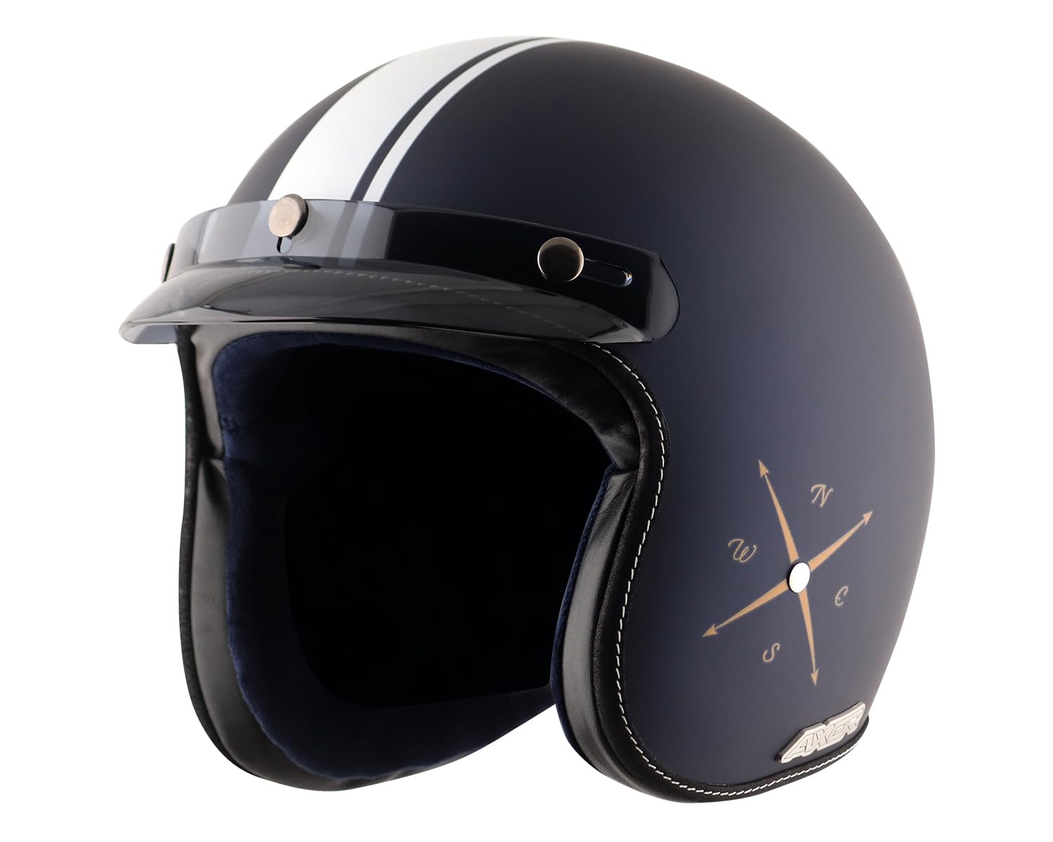 Axor Retro Jet Euro Globe ISI and DOT Certified Matte Finish Open Face Helmet for Men and Women with Stylish Peak- Dull Royal Blue -XL-picture-26