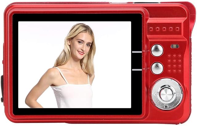Kamera cyfrowa z 8-krotnym zoomem, przenośna kamera z 2,7-calowym ekranem TFT LCD i zintegrowanym mikrofonem, kamera wideo o rozdzielczości 1280 x 720, autofokus, obsługa karty SD (czerwona)