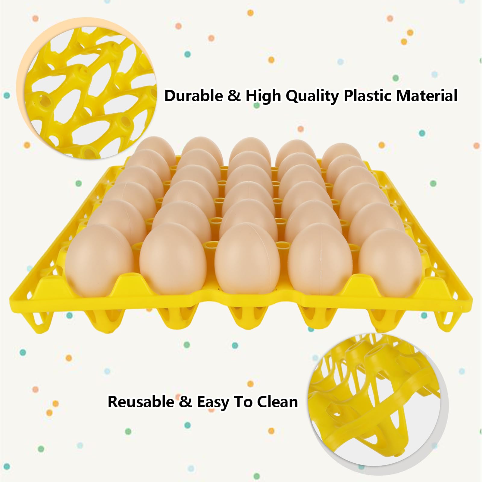Paquete de 12 bandejas de plástico para huevos, cajas amarillas para huevos de 30 huevos planos para granjeros de pollos caseros, cajas apilables para huevos planos, capacidad para múltiples 4