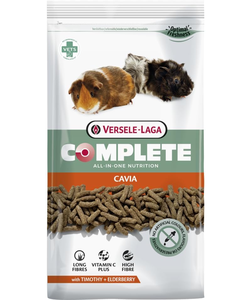 Versele-Laga Complete Cavia All-in-one- Nutrition | 3er Pack | 3 x 500 g | Pellets für Meerschweinchen | Enthält Timothy-Heu | Angereichert mit Holunderbeeren und Kräutern
