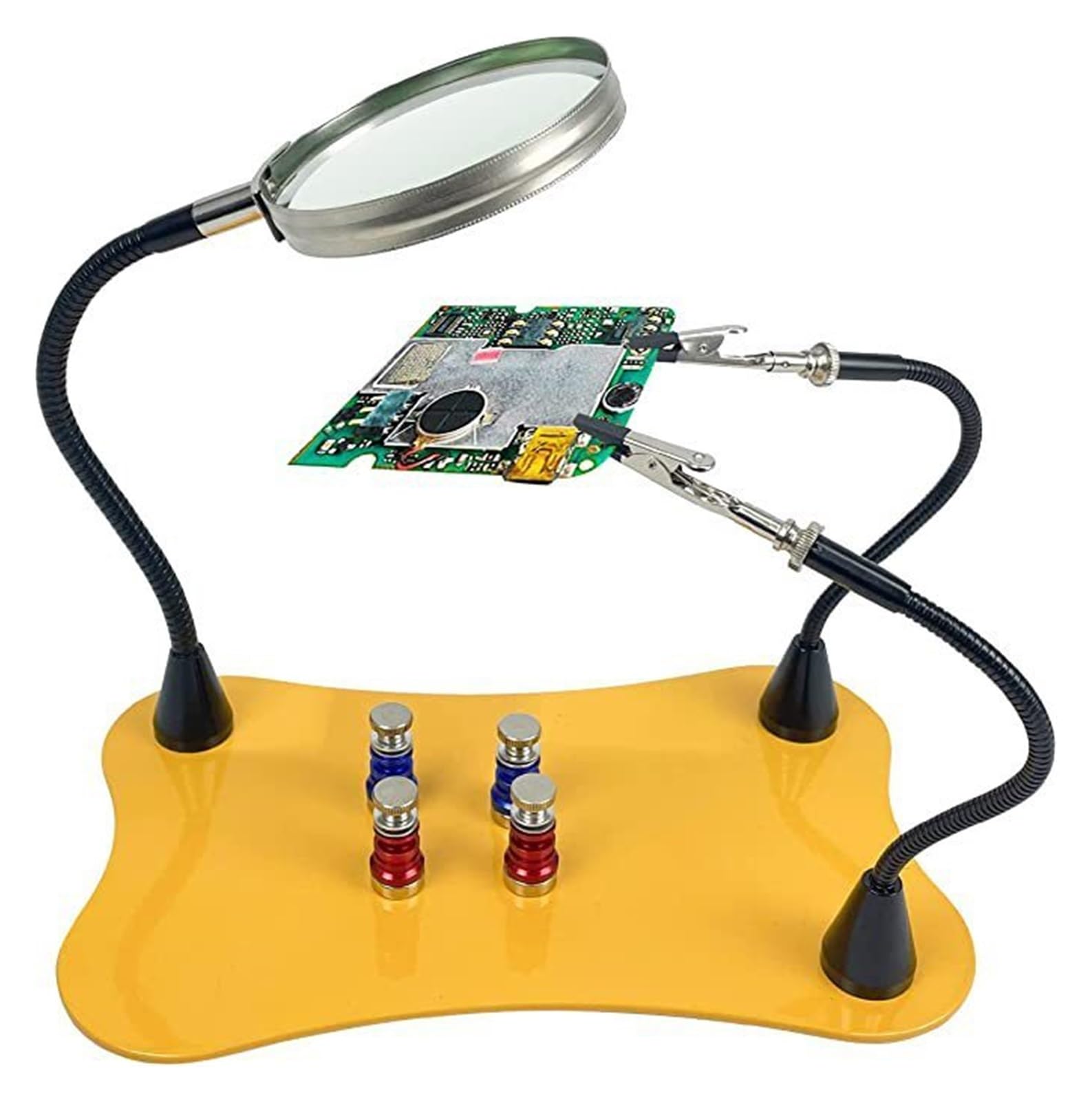 Terzo Strumento Manuale per la Saldatura， Morsetto for Circuito Stampato e Scheda Madre Helping Hands Third Hand da 90 mm con Lente d'Ingrandimento