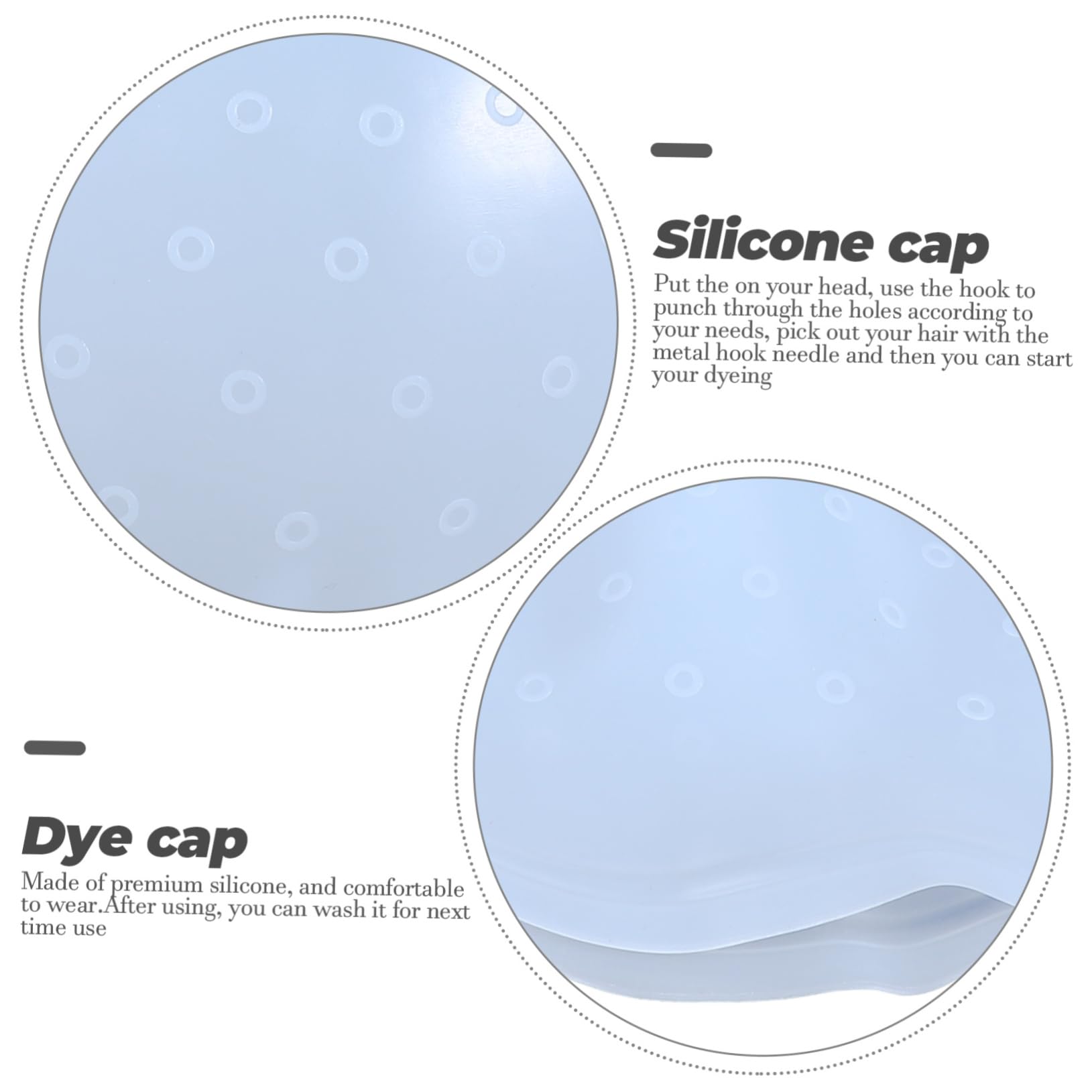 NULYLU Hair Highlight Cap Professional Silicone Dyeing Cap Hooks Comfortable Salon Hair Coloring Tool