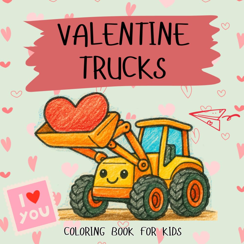 Valentine Trucks Coloring Book for Toddlers: Cute & Simple Truck Coloring Pages for Kids Ages 2–5