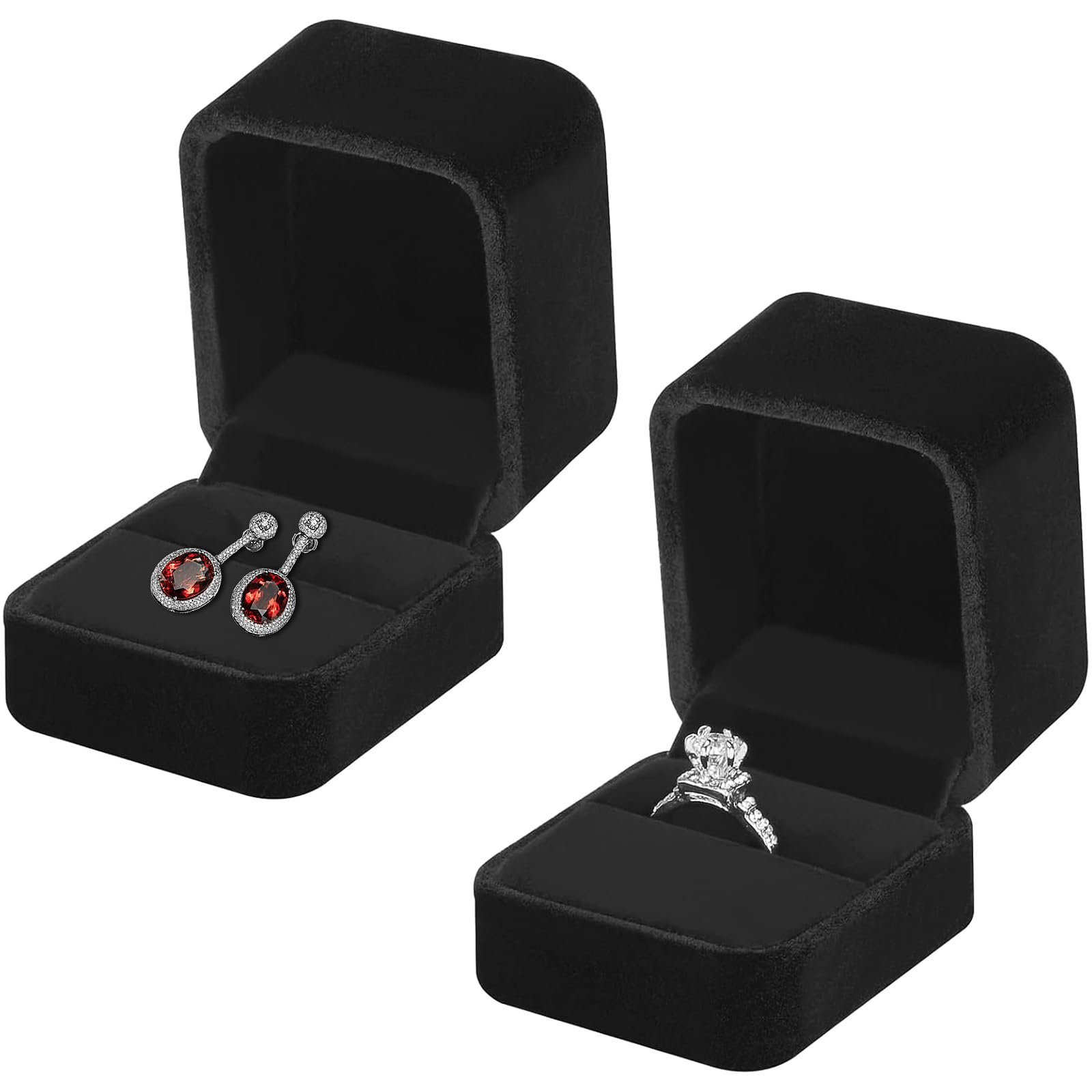 Scatola per Anelli in Velluto Bianco, Elegante Scatola Regalo per Gioielli, Ideale per Matrimonio, Proposta di Matrimonio e San Valentino, Dimensioni Compatte per Esposizione in Vetrina (6x5x4 cm) (1