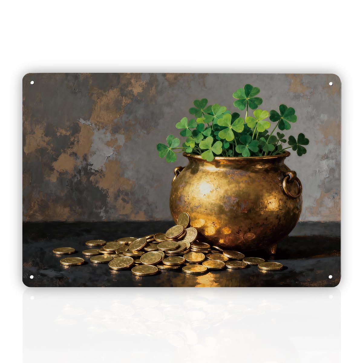 Lucky Leprechaun Metal Tin Sign, St. Patrick’S Day Wall Art, Shamrock And Gold Coins Decor For Bar, Pub, Kitchen – Vintage Irish Farmhouse Plaque Metal Tin Sign 8X12 Inch