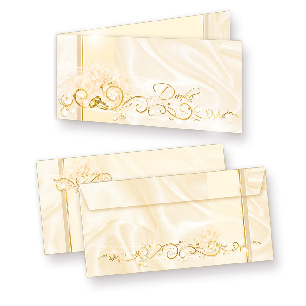 tatmotive Danksagung Hochzeit PERLMUTT (40 Sets) sehr elegante Danksagungskarten für Hochzeit, inkl. Dreieckstaschen für Ihr Hochzeitsbild