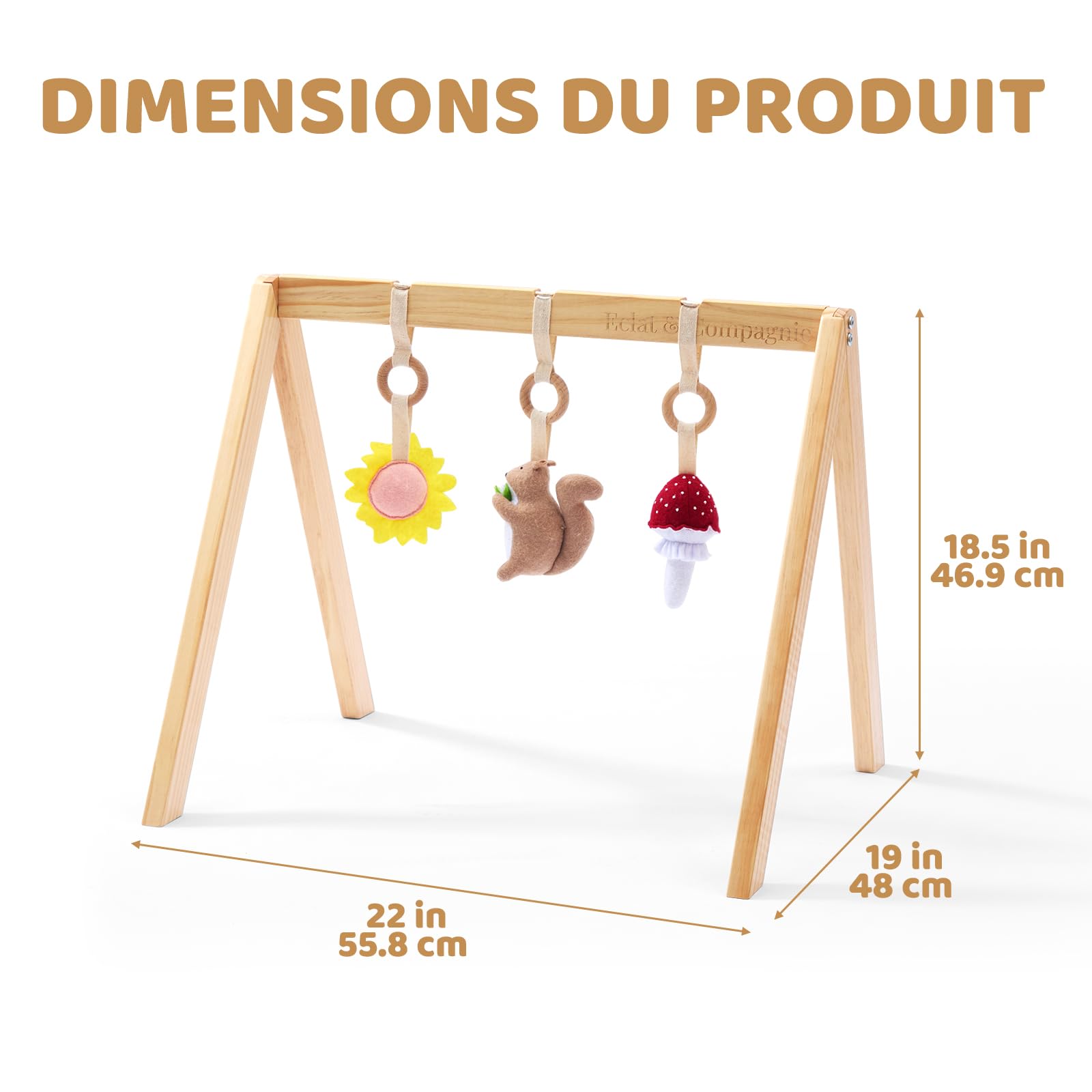 Eclat & Compagnie - Arche Éveil Bébé en Bois - Portique Montessori avec Logo Gravé - Structure Stable avec Vernis Naturel - Arche Bebe Cadeau Naissance et Anniversaire - 2