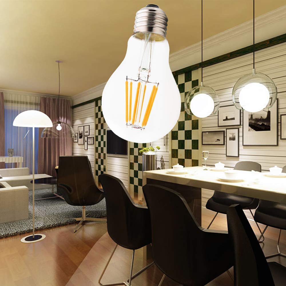 6W Bombillas de Filamento A60 Estandar E27,No regulable,Edison LED Retro filamento bombilla 2700K Blanco cálido Luz (18 pack)