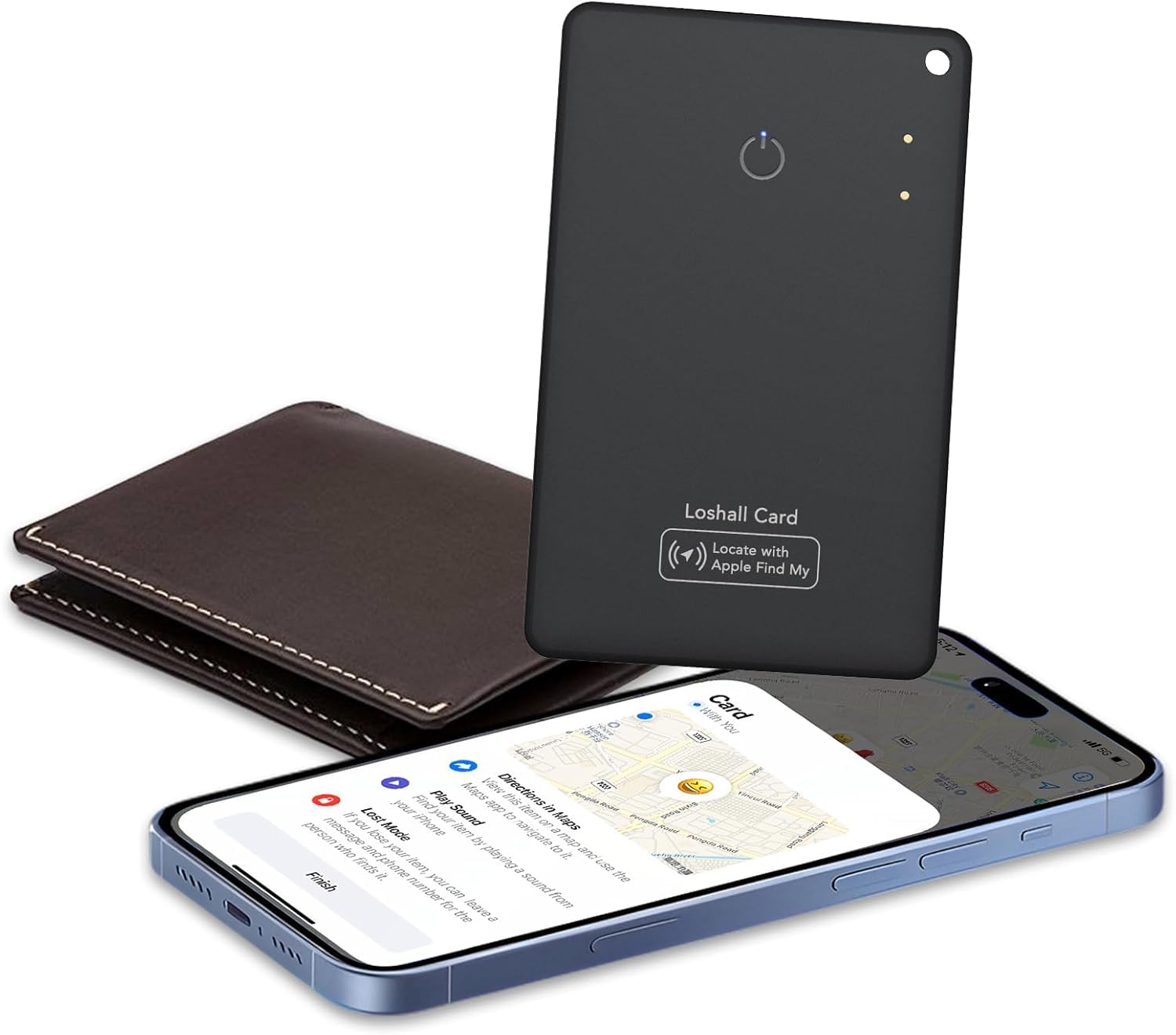 CASCHO Wallet Tracker Card Thin 0.06in, Localizzatore di Portafoglio Ricaricabile Compatibile con Apple Dov'è(solo iOS), IP68 Impermeabile Air Smart Tag Card per Valigie/Borse/Passaporto/Chiavi,Nero