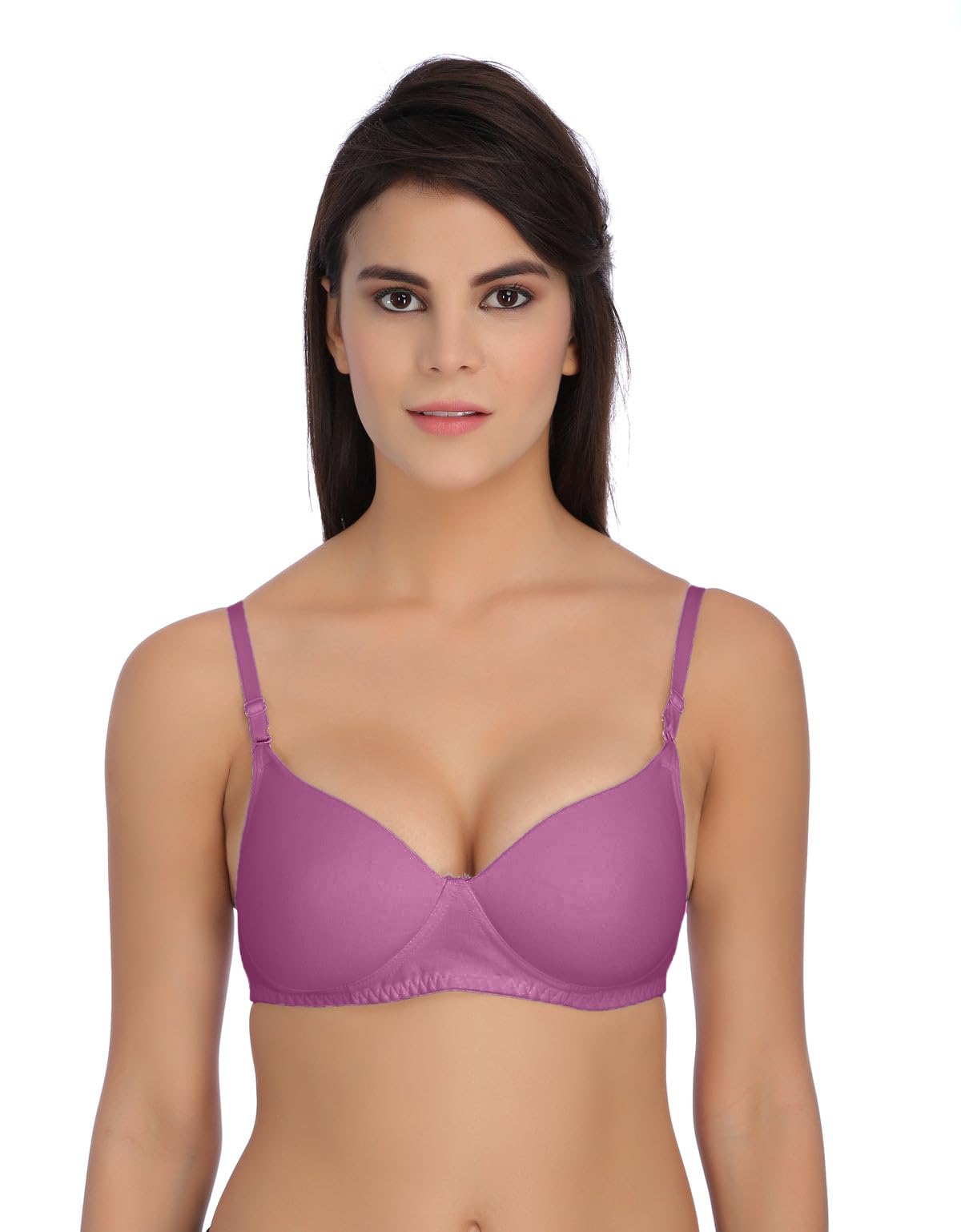 Women's Cotton Rich Padded Non-Wired Seamless T-Shirt Push Up Bra-image-44