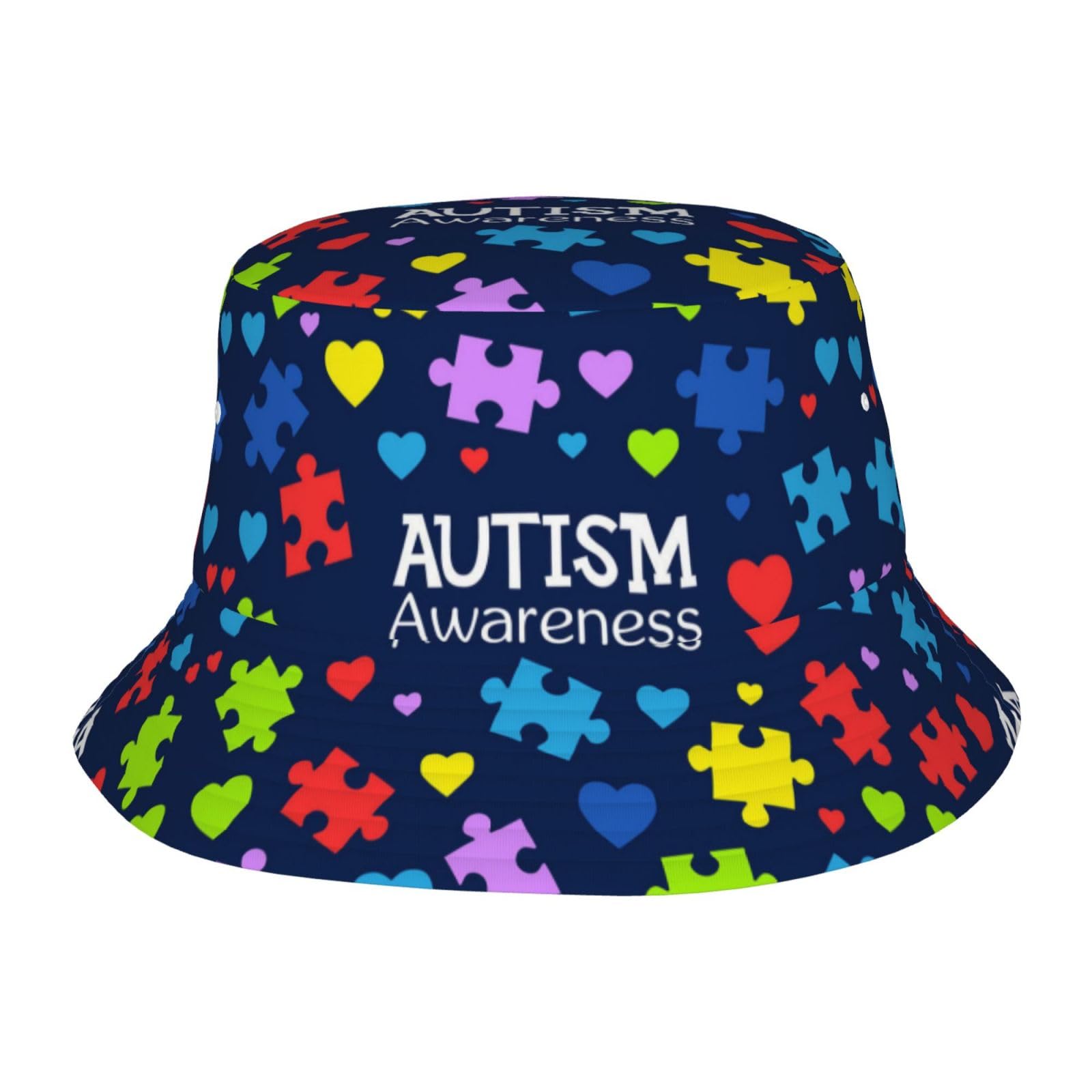 Hlbsdm Unisex Autism Pattern-Sssdss00003 Cute Autism Hats Autism Awareness Bucket Hats Summer Packable Autism Fisherman Hats For Women And Men